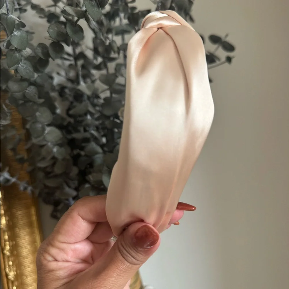 Champagne Satin Knotted Headband | Luxe Padded Hair Accessory | Quiet Luxury Sty